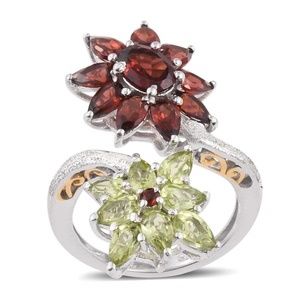 NEW Size 6 Garnet & Peridot 14K YG & Sterling Ring